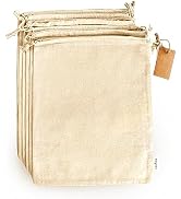 Cotton Storage Bags – X-Large 14x17 Inch (6-Pack) – Reusable Muslin Bags with Drawstrings – Biode...