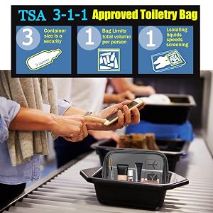 TSA Approved Travel Carry On Airport Airline Compliant Bag Quart Sized 3-1-1 Kit Luggage Pouch