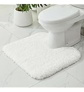 Ruggnovea Toilet Rug White 22x24 Machine Washable Non Slip Toilet Mat U Shaped Fluffy Absorbent C...