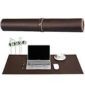 Hyfant Full Grain Genuine Leather Desk Pad Large Retro Mouse Pad Vintage Leather Laptop Pad Non-S...