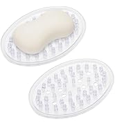 2 Pieces Plastic Soap Dish Clear Bar Holder Tray Self Draining Soap Saver with Holes Soap Contain...