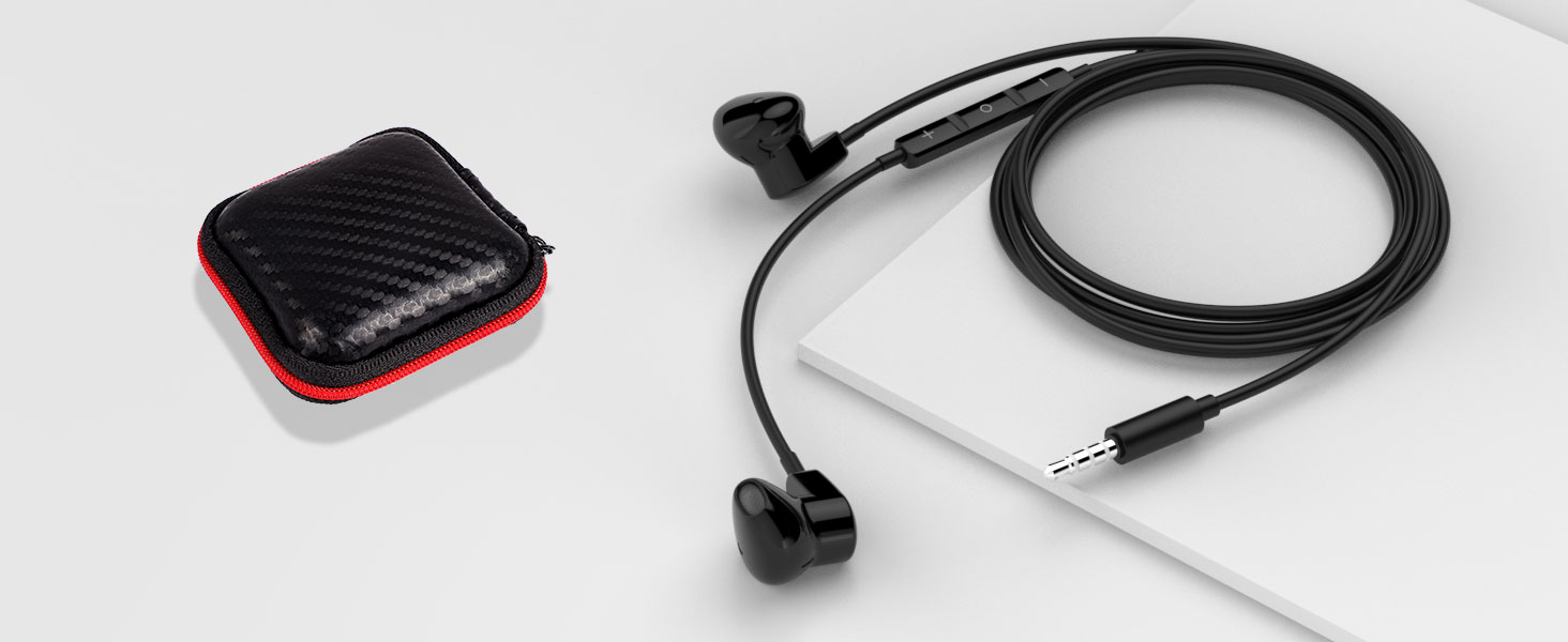3.5mm Earbuds Hi-Fi Stereo Headphone Bass Wired Earphones with Mic Volume Control