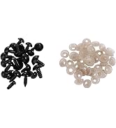 ZGLUZP 100 Pcs 5mm Plastic Doll Eyes with Washers, Black Stuffed Animals Eyes Craft Eyes Doll Eye...