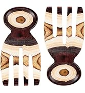 MYRAINBOW Salad Tongs, 2-Piece Set, Teak Pakkawood, Brown, 7 Inches, Serving Utensils