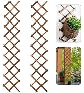 2Packs 13x78in Expandable Wood Wall Trellis for Climbing Plants Outdoor - Lattice Panels for Outs...