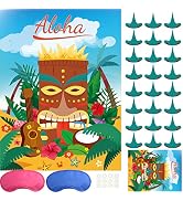 ASTARON Hawaiian Tropical Party Game, Pin Game for Aloha Tiki Party Pin The Nose Game for Hawaiia...