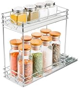 Zjyufy Pull Out Spice Rack Organizer for Cabinet, 2 Tier Spice Storage Organizer for Inside Cabin...