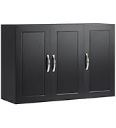 SoBuy Wall Cabinet Laundry Room, Medicine Cabinet for Bathroom Kitchen Garage, 3 Doors Wall Stora...