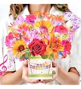 Yinqing Birthday Cards, Happy Birthday Card for Women, 10Inch Life Sized Forever Sunflower Bouque...