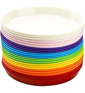Frcctre 24 Pack Plastic Plates, 7 Inch Colorful Plastic Dinner Plates Salad Plates, BPA Free Reus...