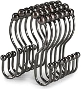 Goowin Shower Curtain Hooks, 12 Pcs Shower Curtain Rings, Stainless Steel Shower Curtain Hangers,...