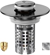 Bathroom Sink Drain Strainer, Pop-up Sink Drain Strainer with Removable Stainless Steel Strainer ...