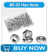 Yinpecly 100pcs #8-32 Hex Nuts, 304 Stainless Steel,Coarse Thread Hexagon Nut,Hex Drive, UNC Smal...