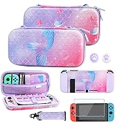 GLDRAM Purple Carrying Case for Nintendo Switch, Accessories Bundle with Protable PU Travel Case,...