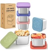 SANEXC 6 Oz Stainless Steel Snack Containers for Kids - 6 Pack Metal Food Containers with Lids Si...