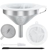 WMKGG 304 Stainless Steel Funnel, 5 Inch Funnels for Kitchen Use Filling Bottles, with 200 Mesh a...