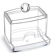 MOSIKER 10oz Clear Acrylic Small Qtip Holder,Swab Dispenser Cotton Ball Jars Bathroom Organizer w...