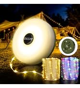OGERY Camping String Lights, 4 in 1 Quick Storage 32.8FT Rechargeable Tent Lights String with 8 L...