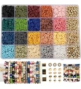 2590pcs Clay Beads for Bracelets Making, 20 Color Heishi Beads Polymer Clay Beads for Jewelry Mak...