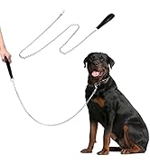 Jumpress Heavy Duty Chain Leash for Medium Large Dogs, Chew Proof Metal Lead With Soft Padded Han...