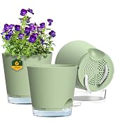 Meowell 6 inch Self Watering Pots for Indoor Outdoor Plants, 3 Pack Flower Plant Pots with Draina...