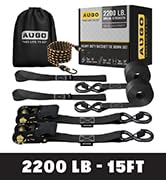 AUGO Ratchet Tie Down Straps -2 PK– 15 FT – 2,200 LB Break Strength – Safety Lock S Hooks –for Mo...
