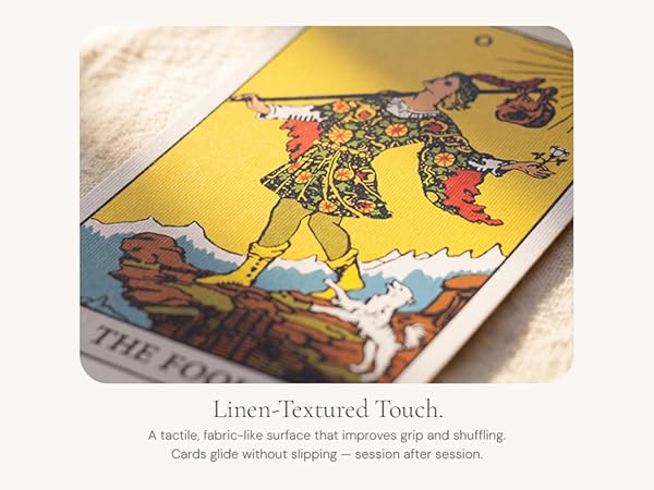 linen embossed tarot card surface macro texture 350 GSM premium cardstock close up