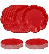 SietDESEO 50 PCS Red Paper Plates 9 Inch Scalloped Dessert Plates Red Disposable Plate for Party ...