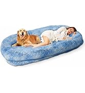 Human Dog Bed XL 79"x44"x12.5" - Shared Orthopedic Dog Bed for Adults & Pets, Large Size Faux Fur...