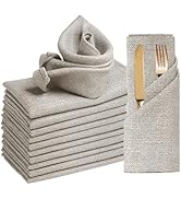 BALCONY & FALCON Cloth Napkins Set of 12 Washable Linen Napkins Absorbent Wrinkle-Free Fabric Nap...