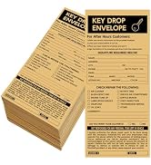 100 Pack Key Drop Envelopes, Brown Kraft Night Drop Off Envelopes with Pre-Printed Checklists, Se...