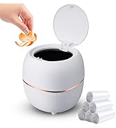 Business King Mini Trash Can with Lid for Desk with 180 Pcs of Trash Bag, Lint Bin 0.4 Gallon Cou...