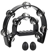 Tambourine Double Row Metal Jingles Bell Hand Held Percussion Half Moon Tambourines Musical Instr...