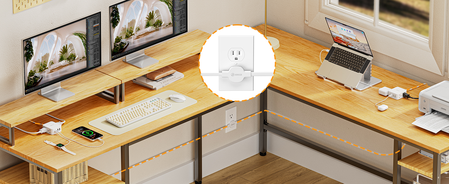 twin extension cord flat wall plug