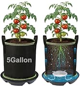 2Pack Self Watering Grow Bags with Pots Base - 5 Gallon Automatic Watering Planter Saucer with Wi...