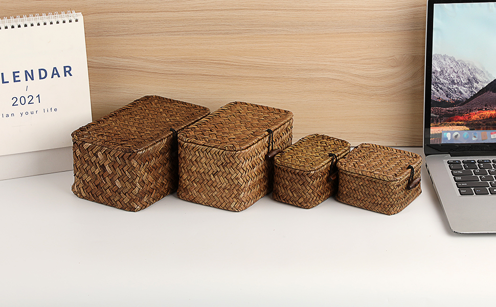 Wicker Basket for Shelf Woven Wicker Storage Bins wicker shelf basket Handwoven Natural Basket Bin