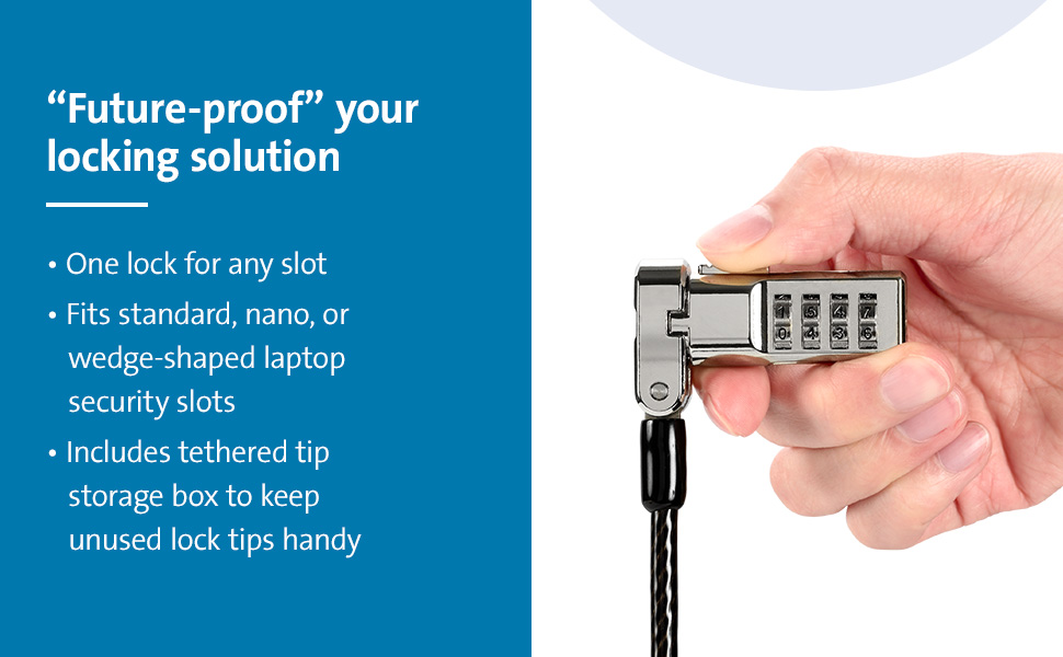 Kensington Universal 3-in-1 Combination Laptop Lock– Resettable