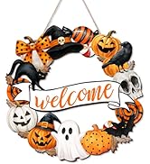 Arosche Halloween Decorations Hanging Door Sign Happy Halloween Wooden Door Sign spooky Ghost Bat...