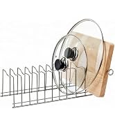 SANNO Pot Lid Organizer Pot Lid Rack Holder Drawer Plate Organizer for Bakeware Dish Plate, Cutti...