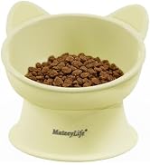 MateeyLife Raised Cat Bowls, Cat Food Bowl Elevated for Kittens & Small Dogs, 15°Tilted Protect P...