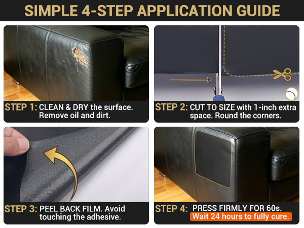 Self-adhesive leather repair patch