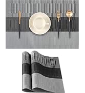 DVLOL Black Gray Placemats Set of 2 - Heat Resistant Non-Slip Place mats for Dining Table, Washab...