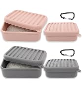 2PCs Silicone Travel Soap Case, Leak-Proof Bar Soap Container with Drain Tray, Portable Travel So...