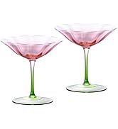 KAMMAK Martini Glasses Set of 2, 6.09 oz Clear Crystal Cocktail Glasses with Stem, Reusable Cockt...