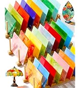 FIVEIZERO 24 Sheets Stained Glass 4x6 Inch – Rainbow Stained Glass Sheets for DIY Crafts, Mosaic ...