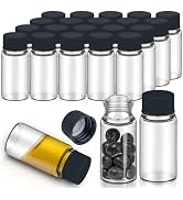 100Pcs 0.3Oz/10ml Clear Glass Vials with Screw Cap, Glass Sample Vial with PE Stopper, Leak-Proof...
