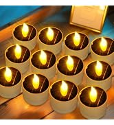 VOOKRY 12 Pcs Solar Tea Lights Outdoor - Flickering Solar Candle Lights Flameless Dusk to Dawn Li...