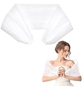 HOBBIESAY Adjustable Tulle Bridal Shawl White Bridals Shawl Wraps Flower Multi Layer Tulles Shawl...