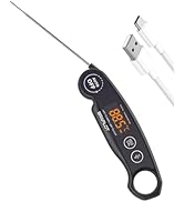 BRAPILOT Digital Meat Thermometer Rechargeable,Waterproof Kitchen Cooking Thermometer Probe,2-3S ...