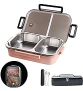 2 Compartments Lunch Box Kids Stainless Steel, Insulated Lunch Box Adults With Lunch Bag and Port...